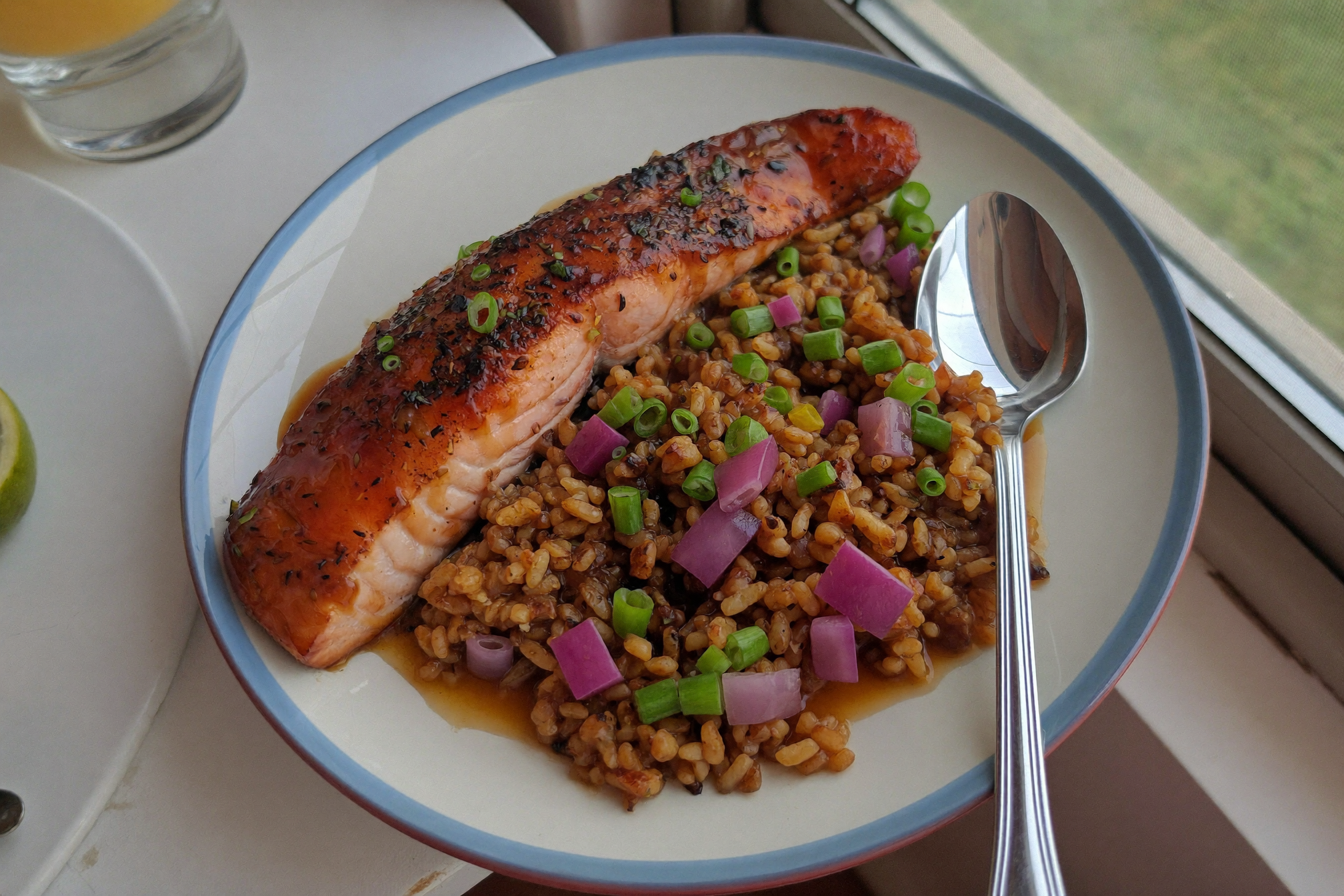 Saumon teriyaki léger, riz complet — recette anti-cholestérol